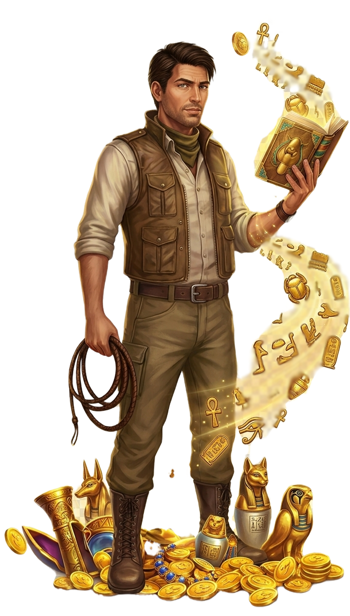 Book of the Dead Slot-Hero – Rich Wilde mit dem Buch in einem ägyptischen Grab bei BlitzBet Österreich